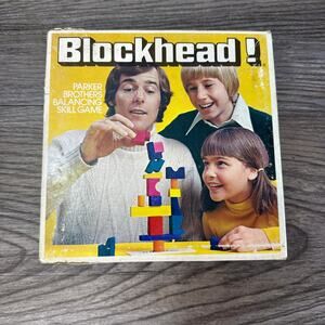 Vtg 1975 Blockhead Parker Brothers Board Game Balancing Skill Game Wooden Blocks
